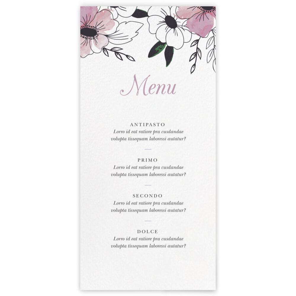 Menu ricevimento Julie