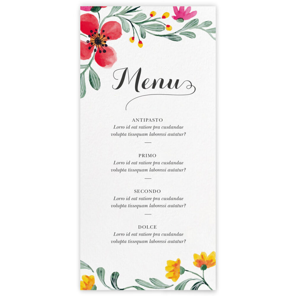 Menu ricevimento Giselle