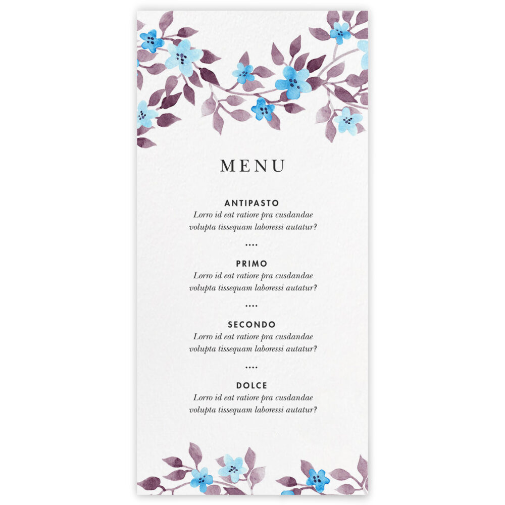 Menu ricevimento Hilary