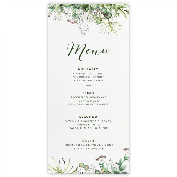 Menu ricevimento Natalie