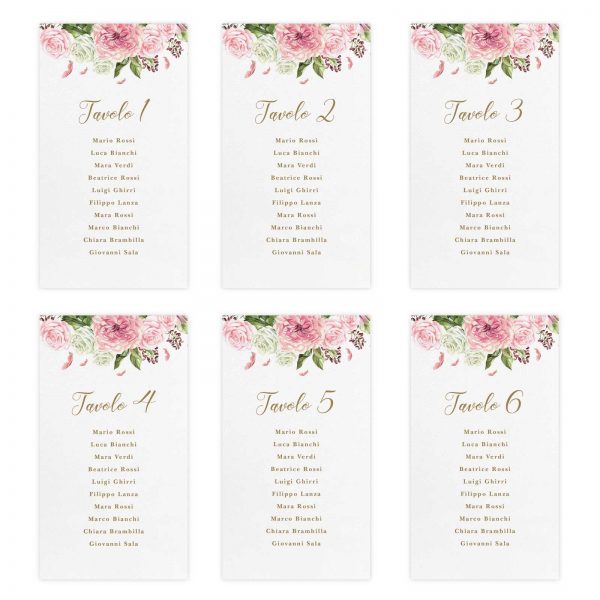 Set cartoncini tableau de mariage Beatrix - Tavoli 1 -6