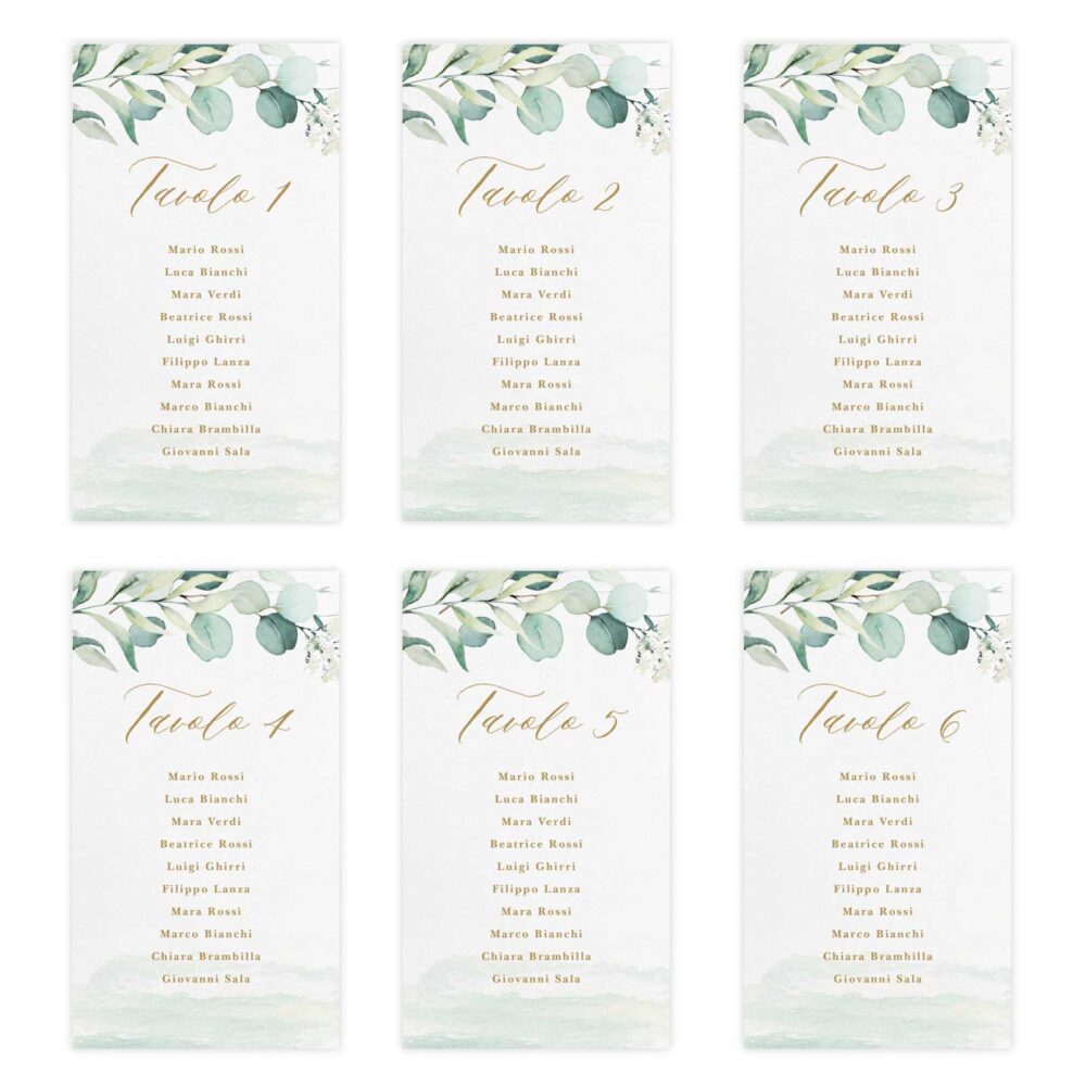 Set cartoncini tableau de mariage Chloe - Numeri da 1 a 6