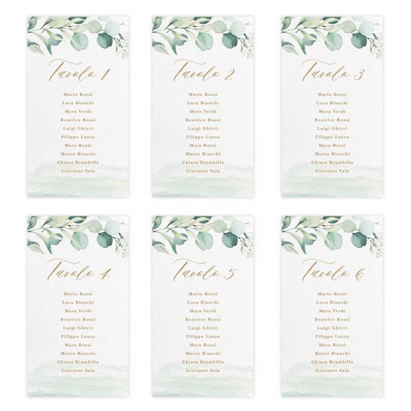 Set cartoncini tableau de mariage Chloe - Numeri da 1 a 6